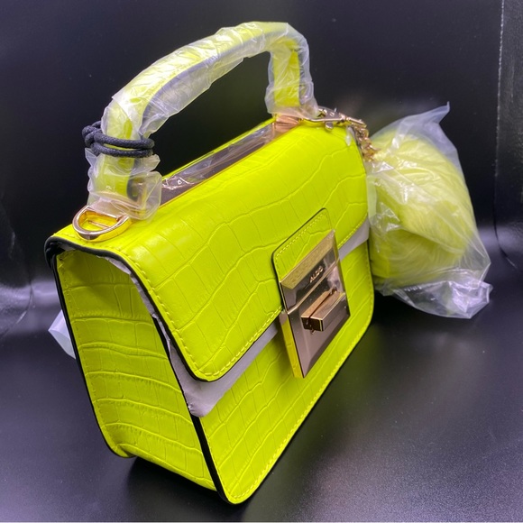 Aldo Chiadda  Bright Yellow Women's Top Handle Handbag - Picture 8 of 11